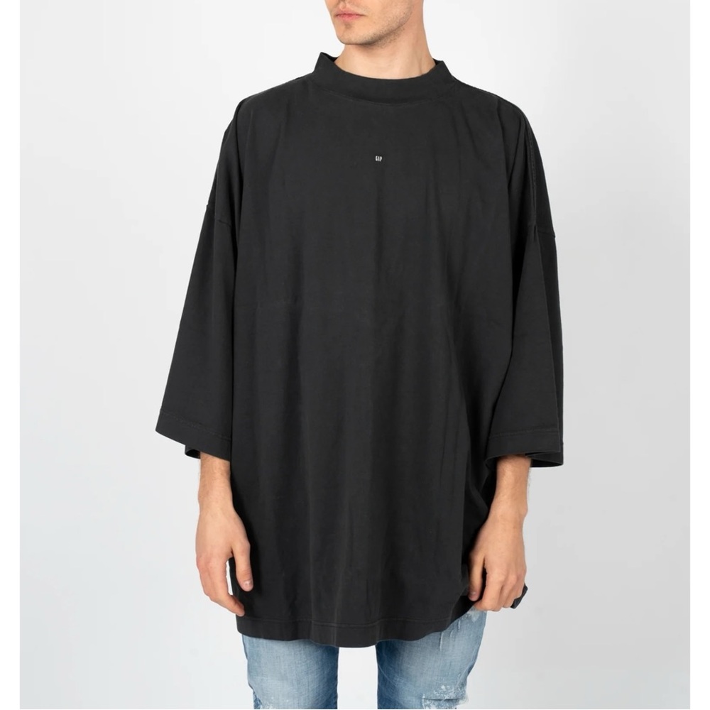 Yeezy Gap YZY Engineered By Balenciaga Washed Black Ultra Oversized Logo T-Shirt